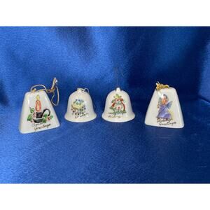 Collection of Four Vintage Porcelain Miniature Christmas Bells